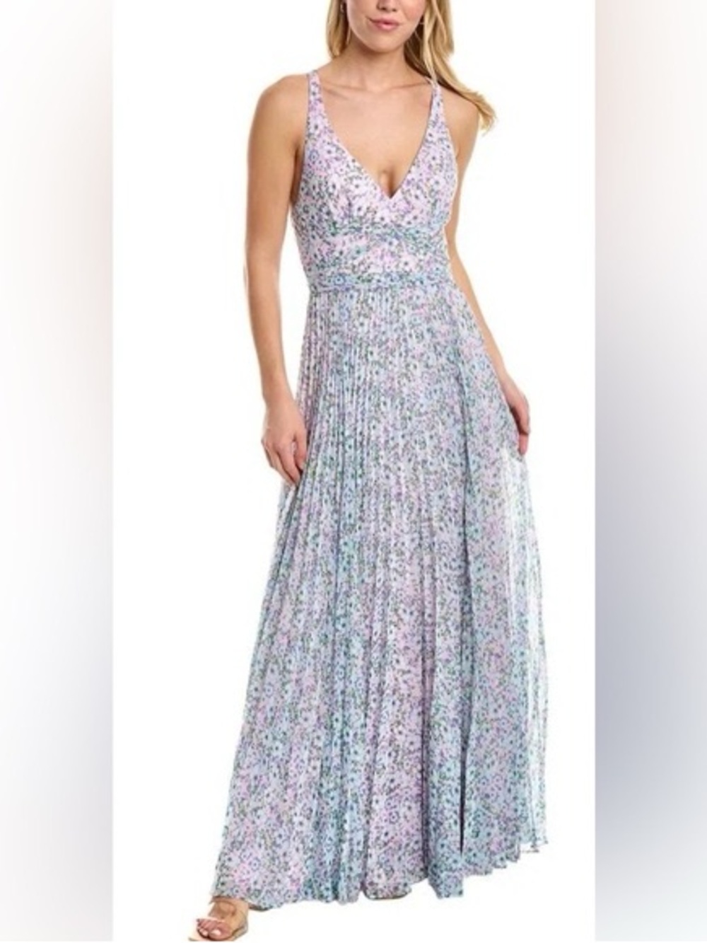 Laundry by Design Pastel Floral V-Neck Maxi Dress